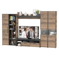 Трувор Гостиная 033, цвет дуб гранж песочный/интра, ШхГхВ 332,4х45,4х210 см., универсальная сборка