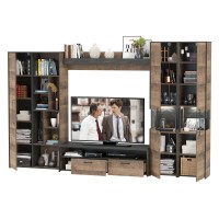 Трувор Гостиная 033, цвет дуб гранж песочный/интра, ШхГхВ 332,4х45,4х210 см., универсальная сборка