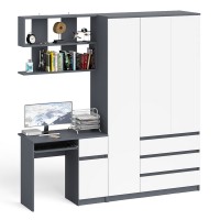 Мори Стол компьютерный МС-1 правый + Шкаф МШ1200.1 + Полка 900, цвет графит/белый, ШхГхВ 210,4х50,4х209,6 см., НЕ универсальная сборка