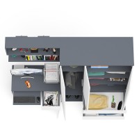 Мори Стол компьютерный МС-1 правый + Шкаф МШ1200.1 + Полка 900, цвет графит/белый, ШхГхВ 210,4х50,4х209,6 см., НЕ универсальная сборка