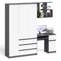 Мори Стол компьютерный МС-1 правый + Шкаф МШ1200.1 + Полка 900, цвет графит/белый, ШхГхВ 210,4х50,4х209,6 см., НЕ универсальная сборка