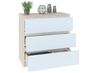 Комод Т-2Р, цвет дуб сонома/белый, ШхГхВ 80х44,6х80,4 см., Комод с 3-мя ящиками