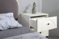 Валенсия Спальня № 36, цвет ЛДСП белый шагрень/чёрный/МДФ белый шагрень/ткань велутто 19, ортопед есть, сп. м. 1600х2000 мм., б/м