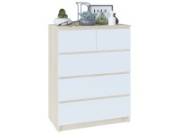Комод Т-5Р, цвет сонома/белый, ШхГхВ 80х44,6х104,4 см., Комод с 5-ю ящиками