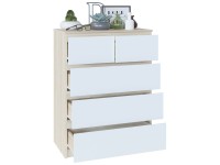 Комод Т-5Р, цвет сонома/белый, ШхГхВ 80х44,6х104,4 см., Комод с 5-ю ящиками