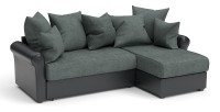 Диван угловой Рейн дельфин серый велюр+черная экокожа