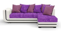 Угловой диван Чикаго Люкс велюр фиолетовый + экокожа белый