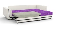 Угловой диван Чикаго Люкс велюр фиолетовый + экокожа белый