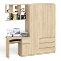 Мори Стол компьютерный МС-1 правый + Шкаф МШ1200.1 + Полка 900, цвет дуб сонома, ШхГхВ 210,4х50,4х209,6 см., НЕ универсальная сборка