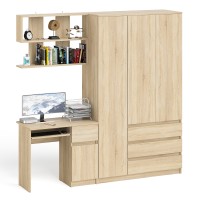 Мори Стол компьютерный МС-1 правый + Шкаф МШ1200.1 + Полка 900, цвет дуб сонома, ШхГхВ 210,4х50,4х209,6 см., НЕ универсальная сборка
