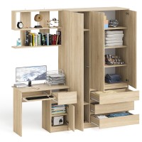Мори Стол компьютерный МС-1 правый + Шкаф МШ1200.1 + Полка 900, цвет дуб сонома, ШхГхВ 210,4х50,4х209,6 см., НЕ универсальная сборка