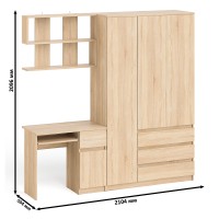Мори Стол компьютерный МС-1 правый + Шкаф МШ1200.1 + Полка 900, цвет дуб сонома, ШхГхВ 210,4х50,4х209,6 см., НЕ универсальная сборка