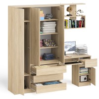 Мори Стол компьютерный МС-1 правый + Шкаф МШ1200.1 + Полка 900, цвет дуб сонома, ШхГхВ 210,4х50,4х209,6 см., НЕ универсальная сборка