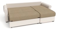 Диван угловой Рейн дельфин светло-коричневый велюр+бежевая экокожа