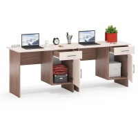 Два стола письменных С-МД-1-09, цвет ясень шимо светлый/ясень шимо тёмный, ШхГхВ 210х57х75 см., НЕ универсальная сборка