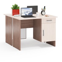 Два стола письменных С-МД-1-09, цвет ясень шимо светлый/ясень шимо тёмный, ШхГхВ 210х57х75 см., НЕ универсальная сборка