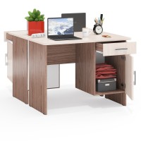 Два стола письменных С-МД-1-09, цвет ясень шимо светлый/ясень шимо тёмный, ШхГхВ 210х57х75 см., НЕ универсальная сборка