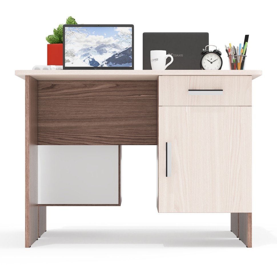 Два стола письменных С-МД-1-09, цвет ясень шимо светлый/ясень шимо тёмный, ШхГхВ 210х57х75 см., НЕ универсальная сборка