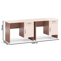 Два стола письменных С-МД-1-09, цвет ясень шимо светлый/ясень шимо тёмный, ШхГхВ 210х57х75 см., НЕ универсальная сборка