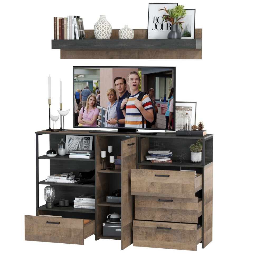 Трувор Гостиная 004, цвет дуб гранж песочный/интра, ШхГхВ 175х37х195 см., универсальная сборка