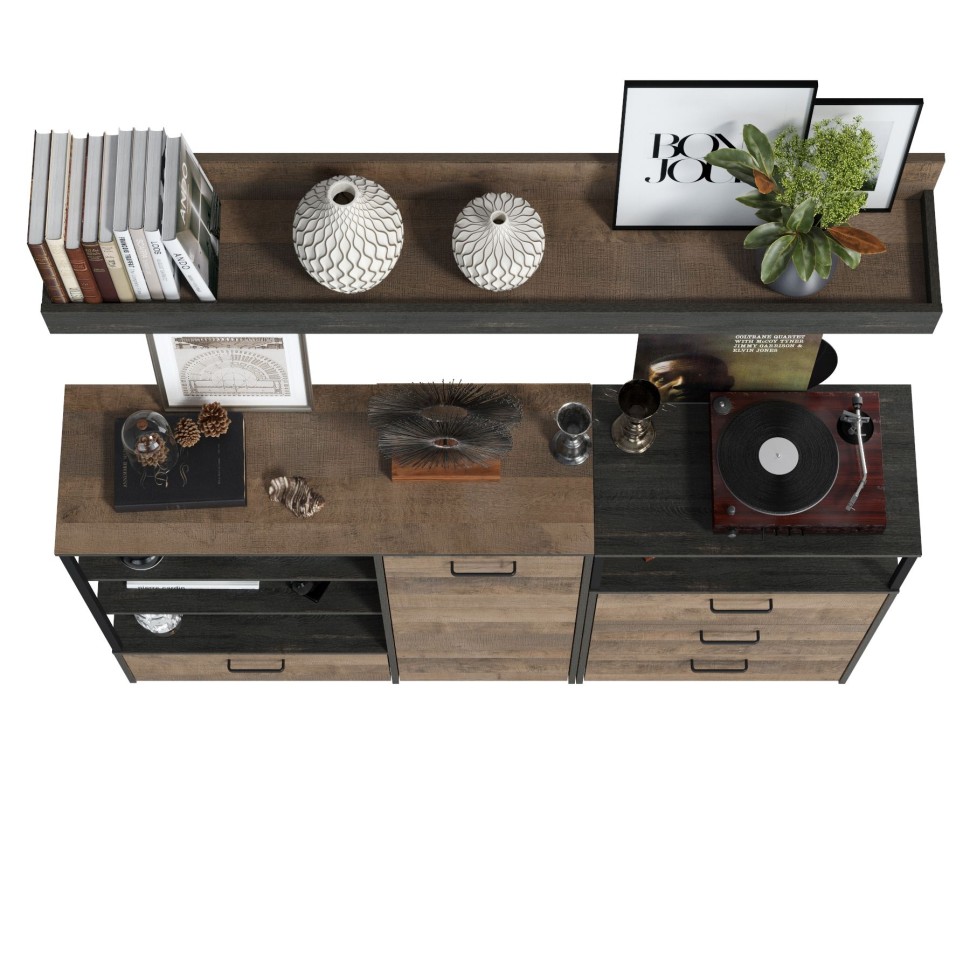 Трувор Гостиная 004, цвет дуб гранж песочный/интра, ШхГхВ 175х37х195 см., универсальная сборка