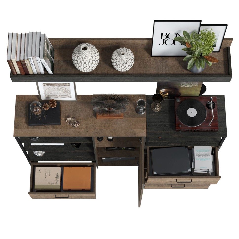 Трувор Гостиная 004, цвет дуб гранж песочный/интра, ШхГхВ 175х37х195 см., универсальная сборка