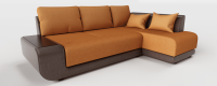 Диван угловой Нью-Йорк пума оранжевый велюр+коричневая экокожа