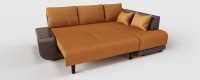 Диван угловой Нью-Йорк пума оранжевый велюр+коричневая экокожа