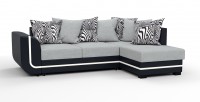 Угловой диван Чикаго Люкс рогожка серый + экокожа черный