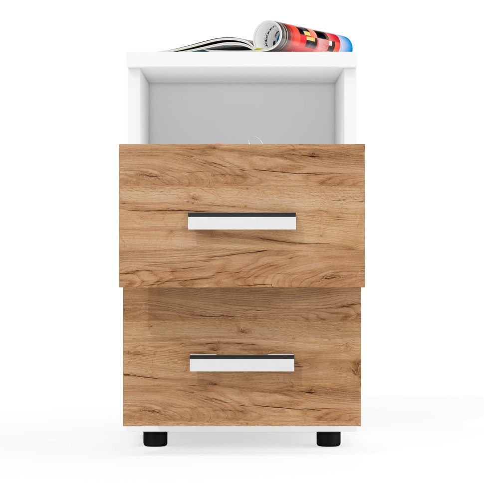 СНЯТО Белла Тумба прикроватная, цвет корпус белый шагрень/фасады крафт золотой, ШхГхВ 34х34х59 см. (Тумба прикроватная)