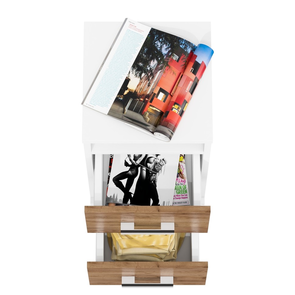 СНЯТО Белла Тумба прикроватная, цвет корпус белый шагрень/фасады крафт золотой, ШхГхВ 34х34х59 см. (Тумба прикроватная)