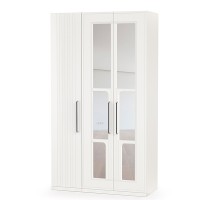 Валенсия Спальня Шкаф для одежды 3-х створчатый с зеркалами, цвет ЛДСП белый шагрень/МДФ белый шагрень, ШхГхВ 126х54,2х225,3 см., универсальная сборка