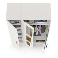 Валенсия Спальня Шкаф для одежды 3-х створчатый с зеркалами, цвет ЛДСП белый шагрень/МДФ белый шагрень, ШхГхВ 126х54,2х225,3 см., универсальная сборка