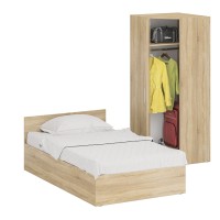 Кровать 1200 + Шкаф угловой Стандарт, цвет дуб сонома, ШхГхВ 123,5х203,5х70 + 81,2х81,2х200см., сп.м. 1200х2000 мм., без матраса, основание есть
