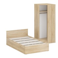 Кровать 1200 + Шкаф угловой Стандарт, цвет дуб сонома, ШхГхВ 123,5х203,5х70 + 81,2х81,2х200см., сп.м. 1200х2000 мм., без матраса, основание есть