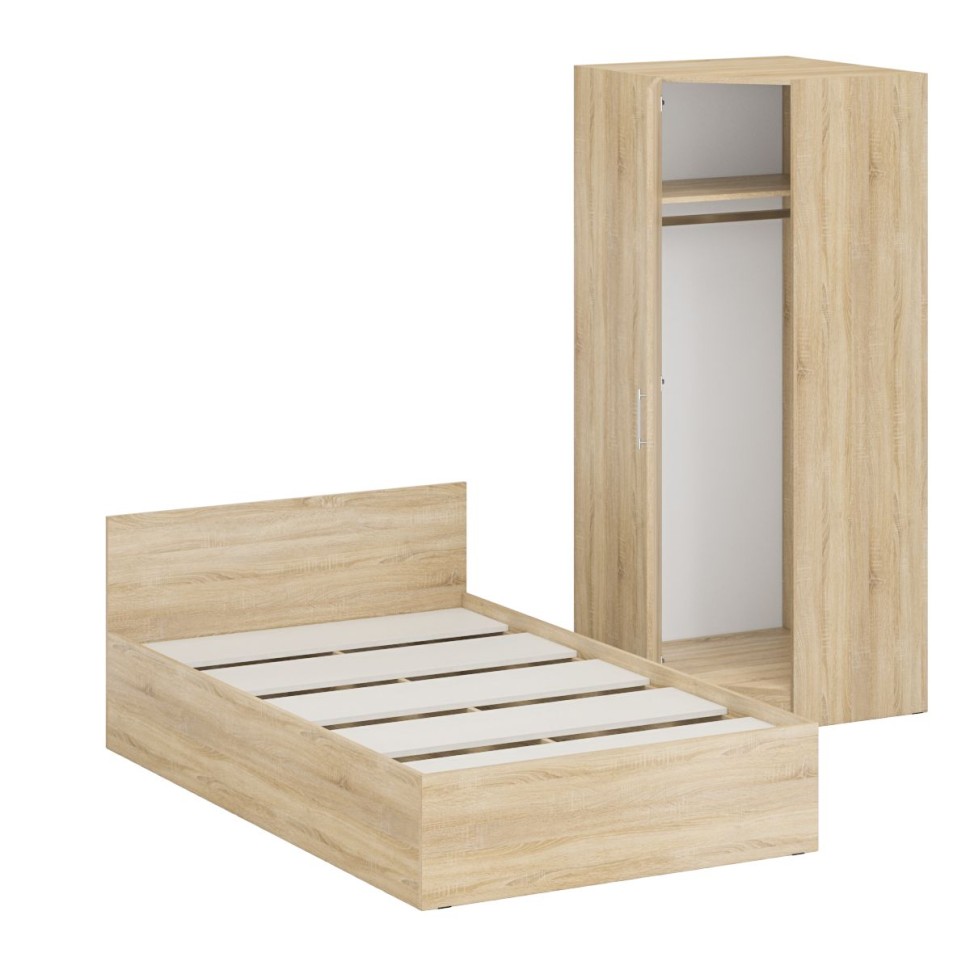 Кровать 1200 + Шкаф угловой Стандарт, цвет дуб сонома, ШхГхВ 123,5х203,5х70 + 81,2х81,2х200см., сп.м. 1200х2000 мм., без матраса, основание есть