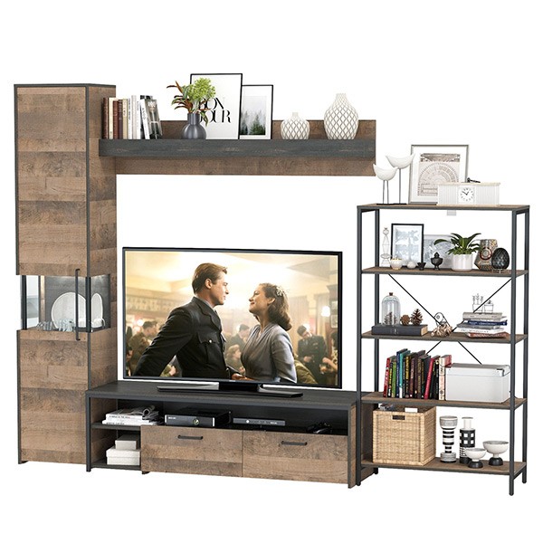 Трувор Гостиная 013, цвет дуб гранж песочный/интра, ШхГхВ 277,4х45,4х210 см., универсальная сборка