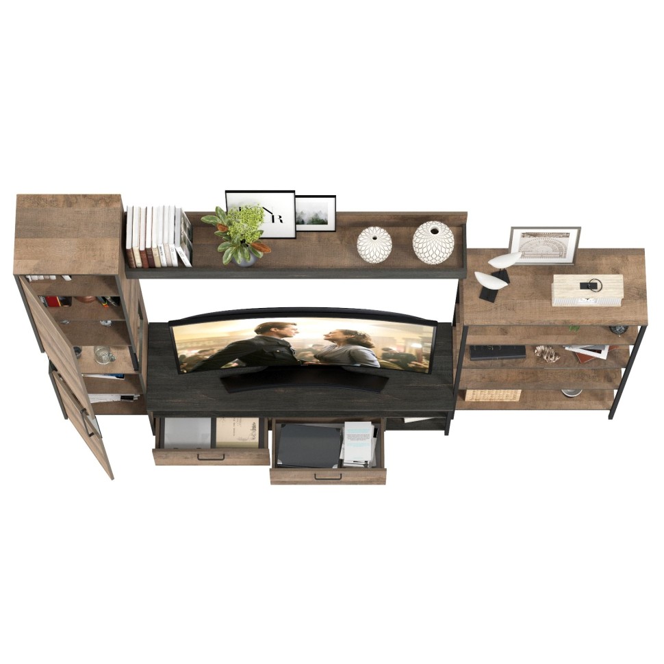 Трувор Гостиная 013, цвет дуб гранж песочный/интра, ШхГхВ 277,4х45,4х210 см., универсальная сборка