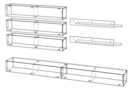 Гостиная 4 МДФ Белый DM635-6 / Черный 0190