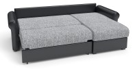 Диван угловой Рейн дельфин серая рогожка+черная экокожа