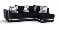 Угловой диван Чикаго Люкс велюр черный + экокожа черный