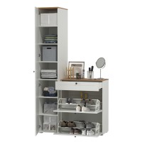 Остин Прихожая 10, цвет белый шагрень/дуб крафт золотой, ШхГхВ 120х54,3х229,6 см., универсальная сборка