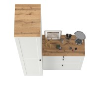 Остин Прихожая 10, цвет белый шагрень/дуб крафт золотой, ШхГхВ 120х54,3х229,6 см., универсальная сборка