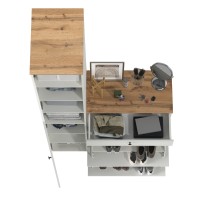 Остин Прихожая 10, цвет белый шагрень/дуб крафт золотой, ШхГхВ 120х54,3х229,6 см., универсальная сборка