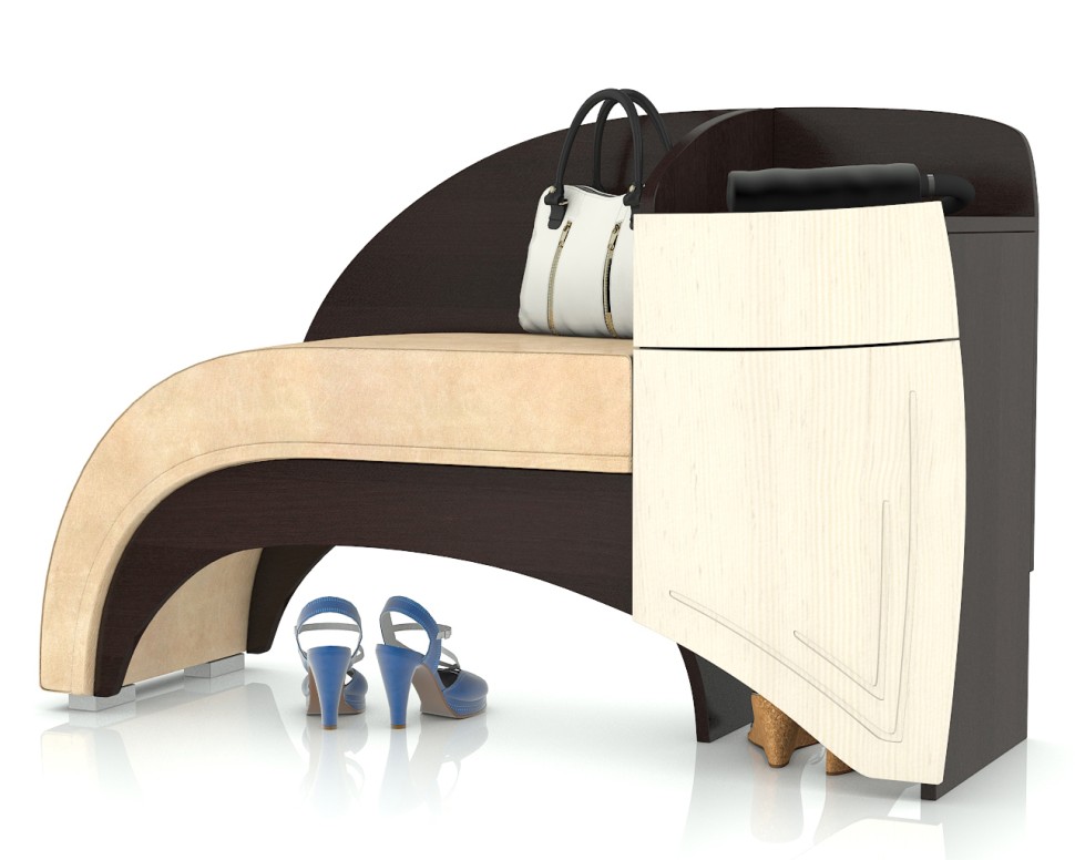 СНЯТО Диван 2-41.01вн.мдф(лен_бел) Оптимус (диван с тумбой справа), основа венге, дверки МДФ лён белый, сиденье бежевое, ШхГхВ 111х38х70 см.