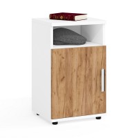 Бонус Тумба прикроватная, цвет корпус белый шагрень/фасады крафт золотой, ШхГхВ 40х35х66 см. (Тумба прикроватная Бонус), универсальная сборка