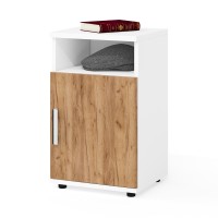 Бонус Тумба прикроватная, цвет корпус белый шагрень/фасады крафт золотой, ШхГхВ 40х35х66 см. (Тумба прикроватная Бонус), универсальная сборка