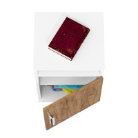 Бонус Тумба прикроватная, цвет корпус белый шагрень/фасады крафт золотой, ШхГхВ 40х35х66 см. (Тумба прикроватная Бонус), универсальная сборка