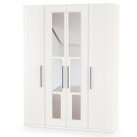 Валенсия Спальня Шкаф для одежды 4-х створчатый, цвет ЛДСП белый шагрень/МДФ белый шагрень, ШхГхВ 168х54,2х225,3 см.