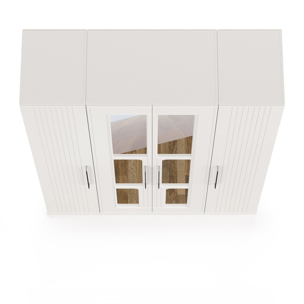 Валенсия Спальня Шкаф для одежды 4-х створчатый, цвет ЛДСП белый шагрень/МДФ белый шагрень, ШхГхВ 168х54,2х225,3 см.